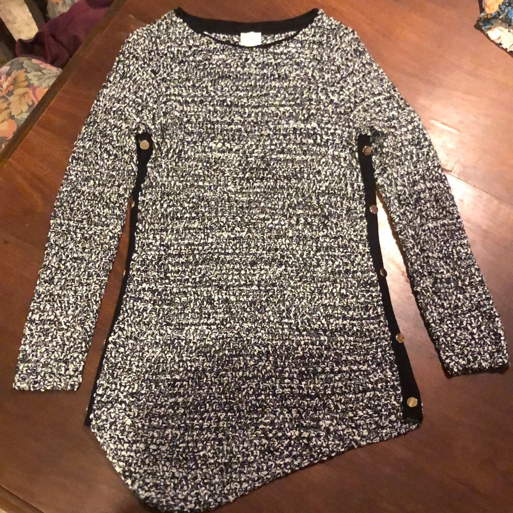 Chicos black and white dress gold buttons never worn